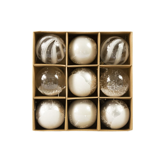 9pcs 60mm Christmas Ball Ornaments – Silver and White