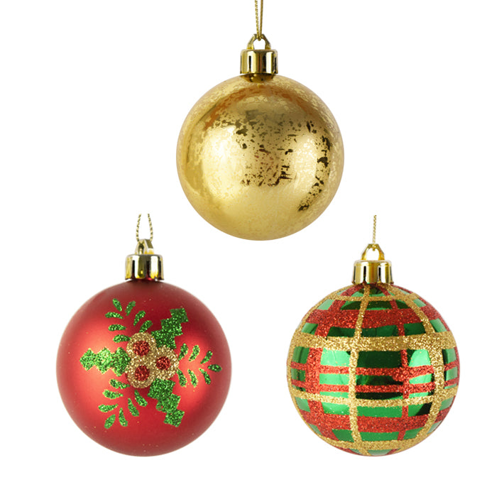 30ct 55mm Shatterproof Christmas Tree Ornament Set