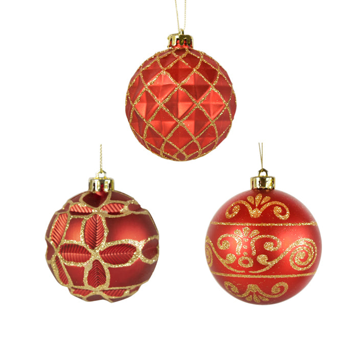 40ct Red&Gold Shatterproof Christmas Ornament Set