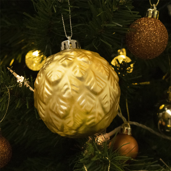 16ct 75mm Black and Gold Shatterproof Christmas Ornaments
