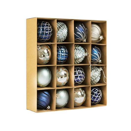 16ct 75mm Winter Silver and Blue Shatterproof Christmas Ornaments