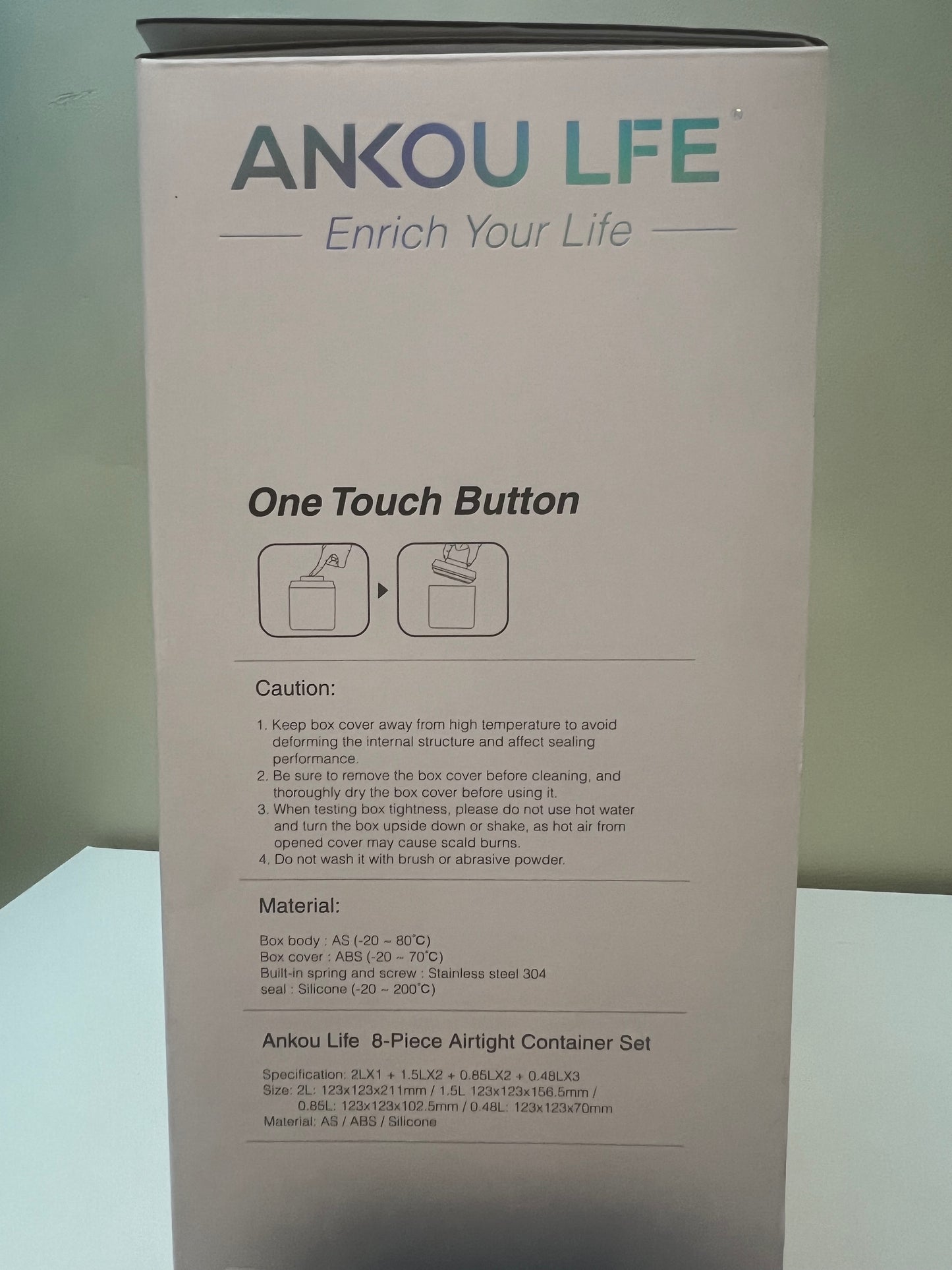 Airtight Container, 8 pcs set --Square, 480x3 850x2,  1500x2, 2500x1, Grey lid