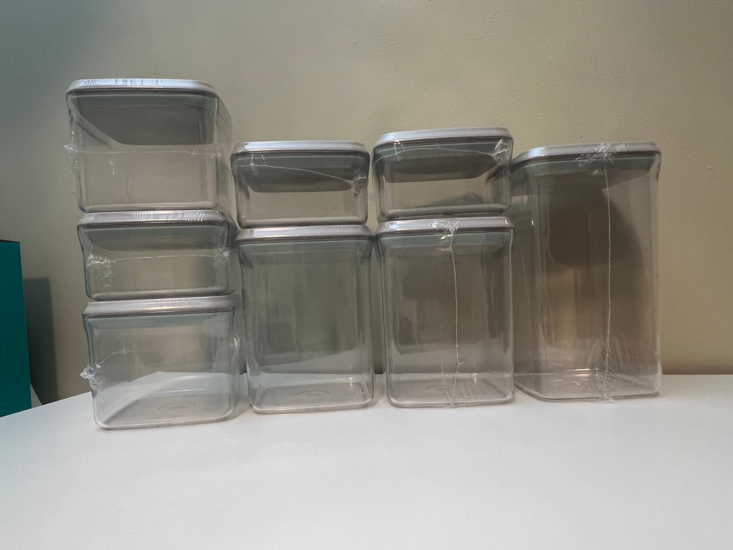 Airtight Container, 8 pcs set --Square, 480x3 850x2,  1500x2, 2500x1, Grey lid