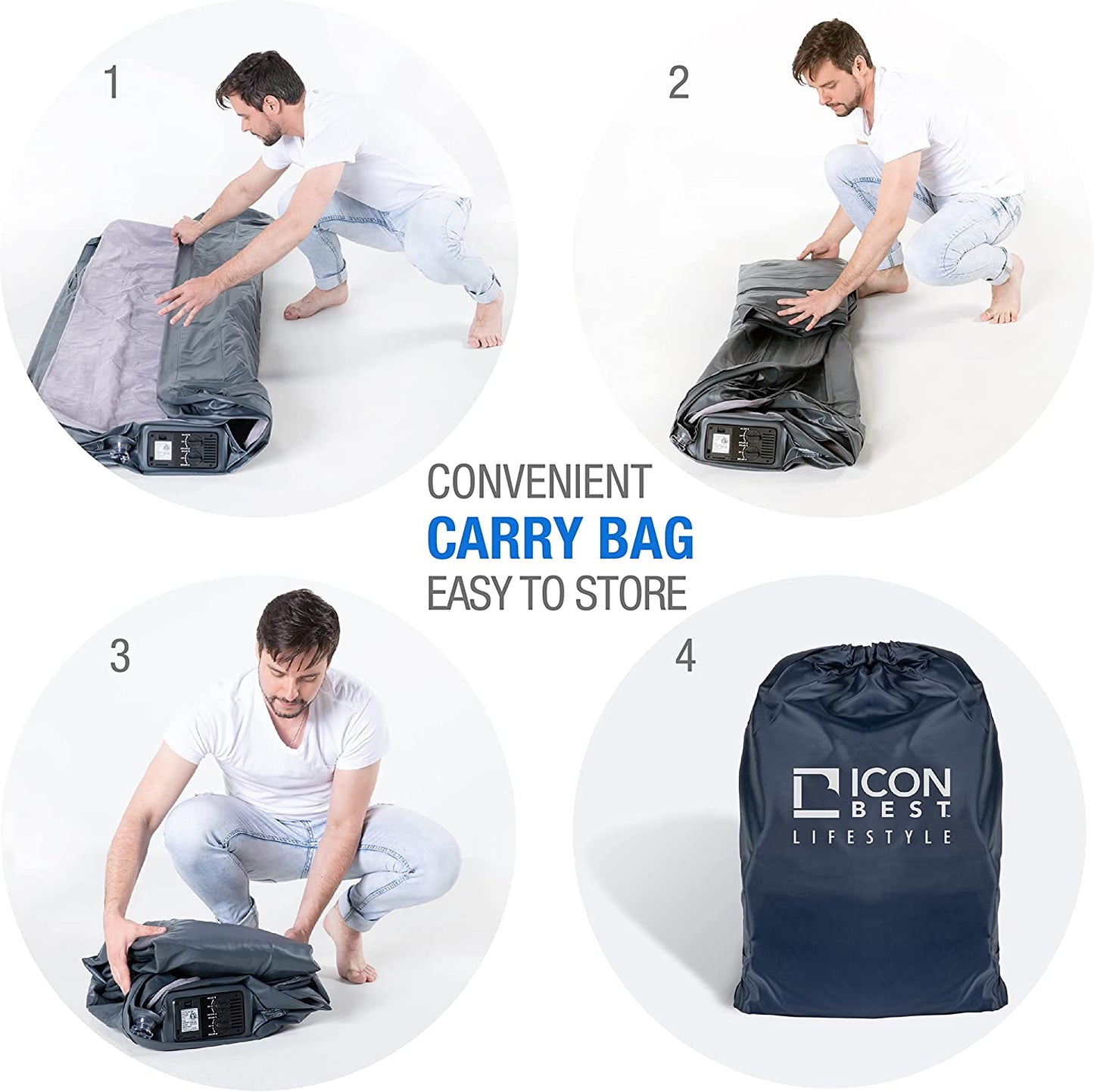 ICON BEST Double High Inflatable Airbed/ Air Mattress with Dual Pump and Pillow,