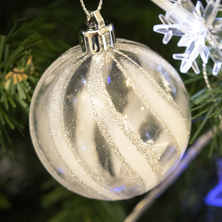 9pcs 60mm Christmas Ball Ornaments – Silver and White