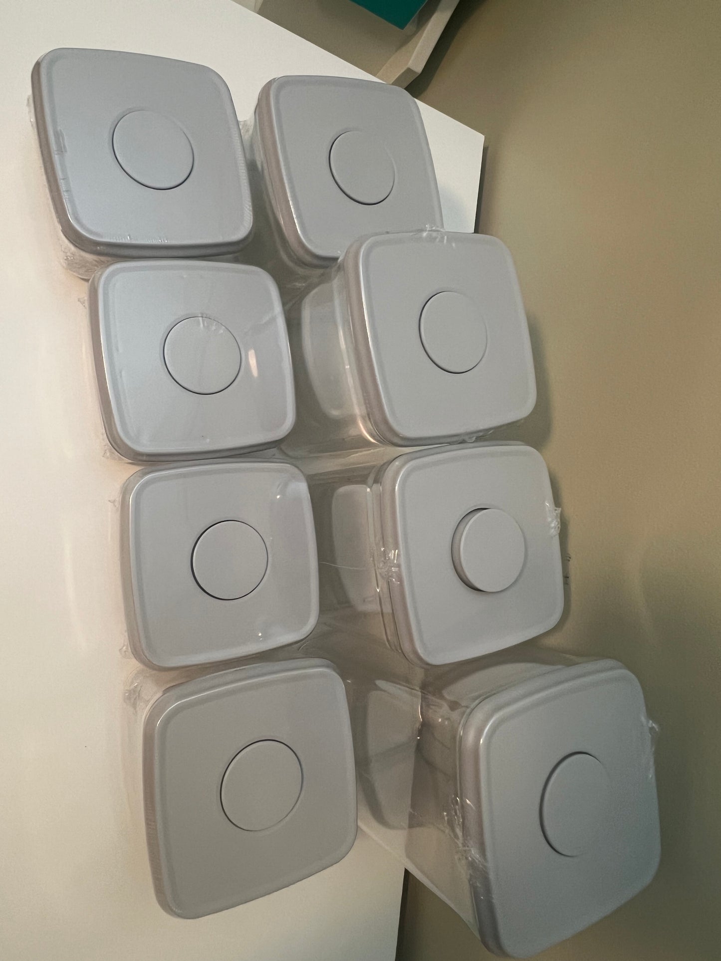 Airtight Container, 8 pcs set --Square, 480x3 850x2,  1500x2, 2500x1, Grey lid