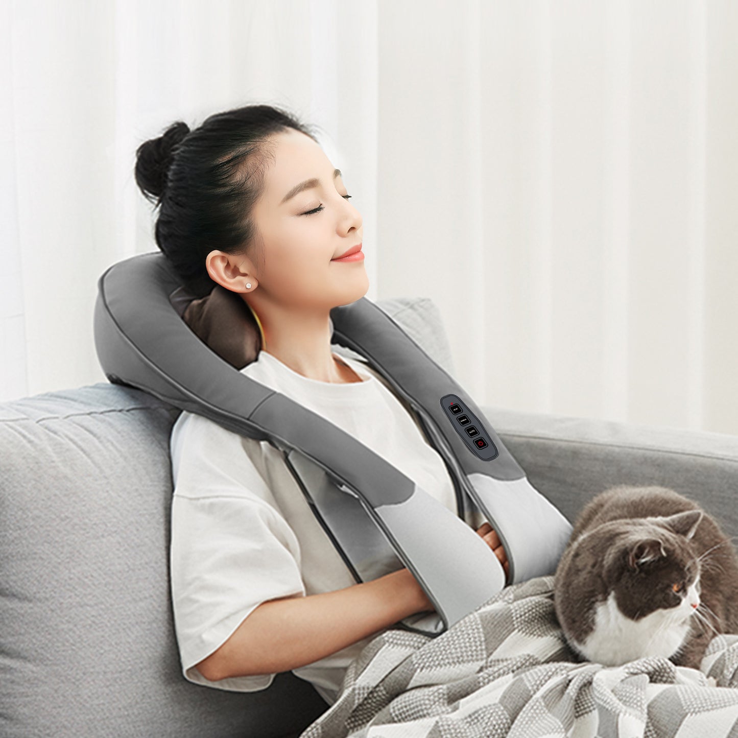 Quad Action Shiatsu Kneading Neck & Shoulder Massager with Heat