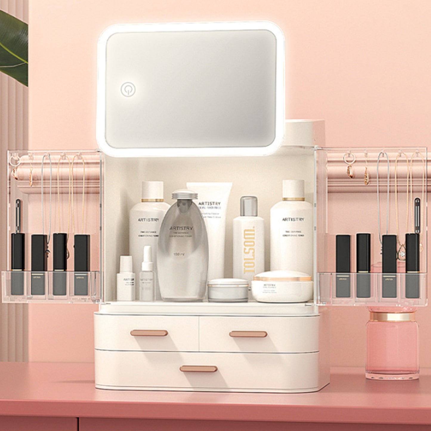 Makeup Storage Box LED Mirror Light