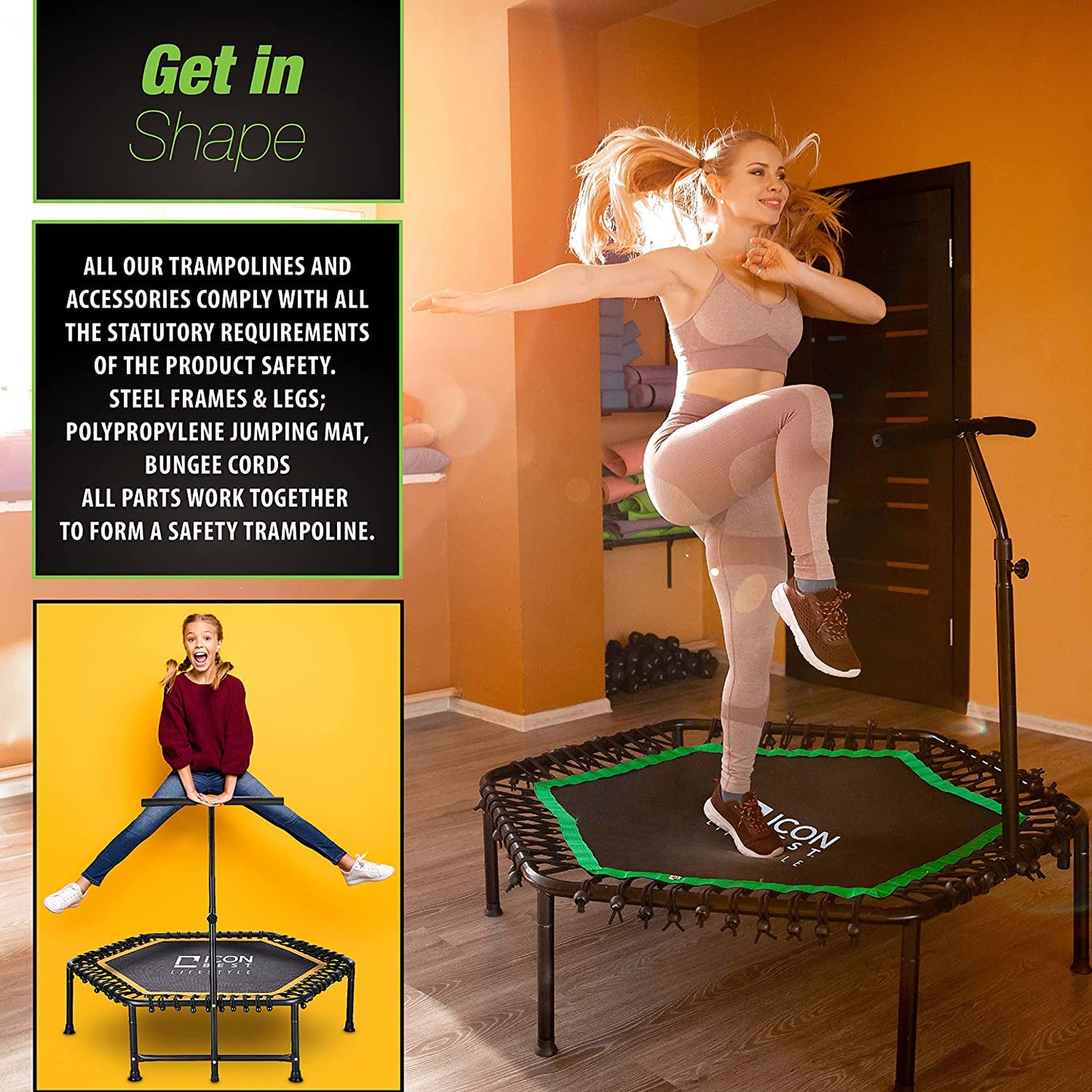 Mini Fitness Trampoline for Adults & Kids