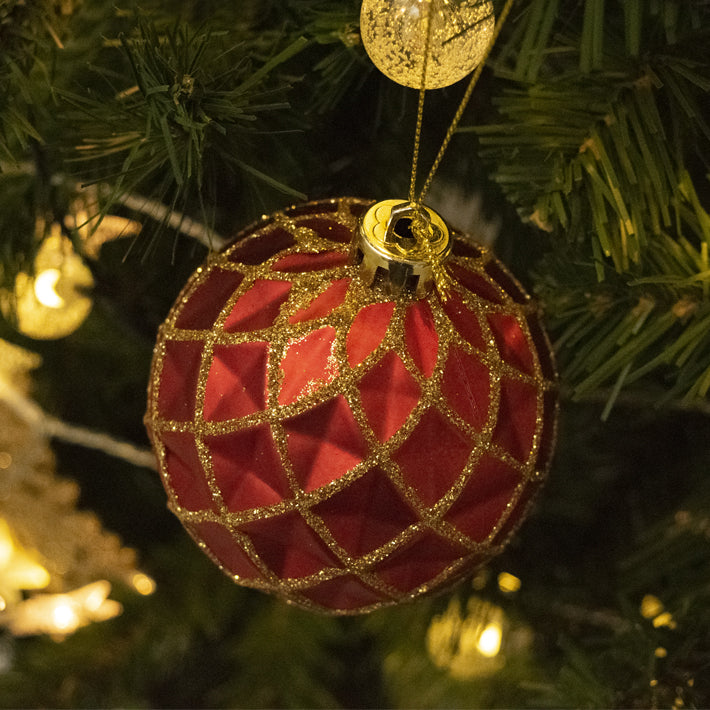 16ct 75mm Red Green and Gold Shatterproof Christmas Ornaments