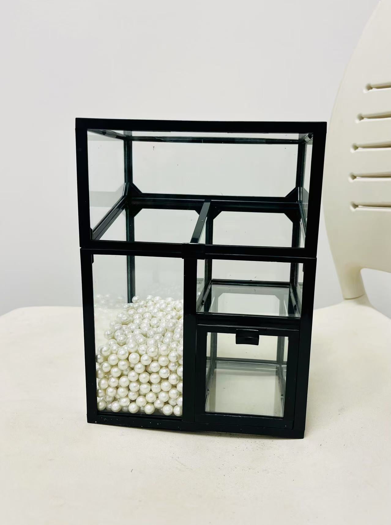 Cosmetic Organizer, Square, glass, Black