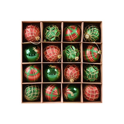 16ct 75mm Red Green and Gold Shatterproof Christmas Ornaments