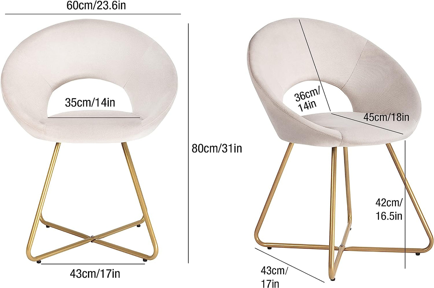 Velvet and Metal Modern Dining Chair