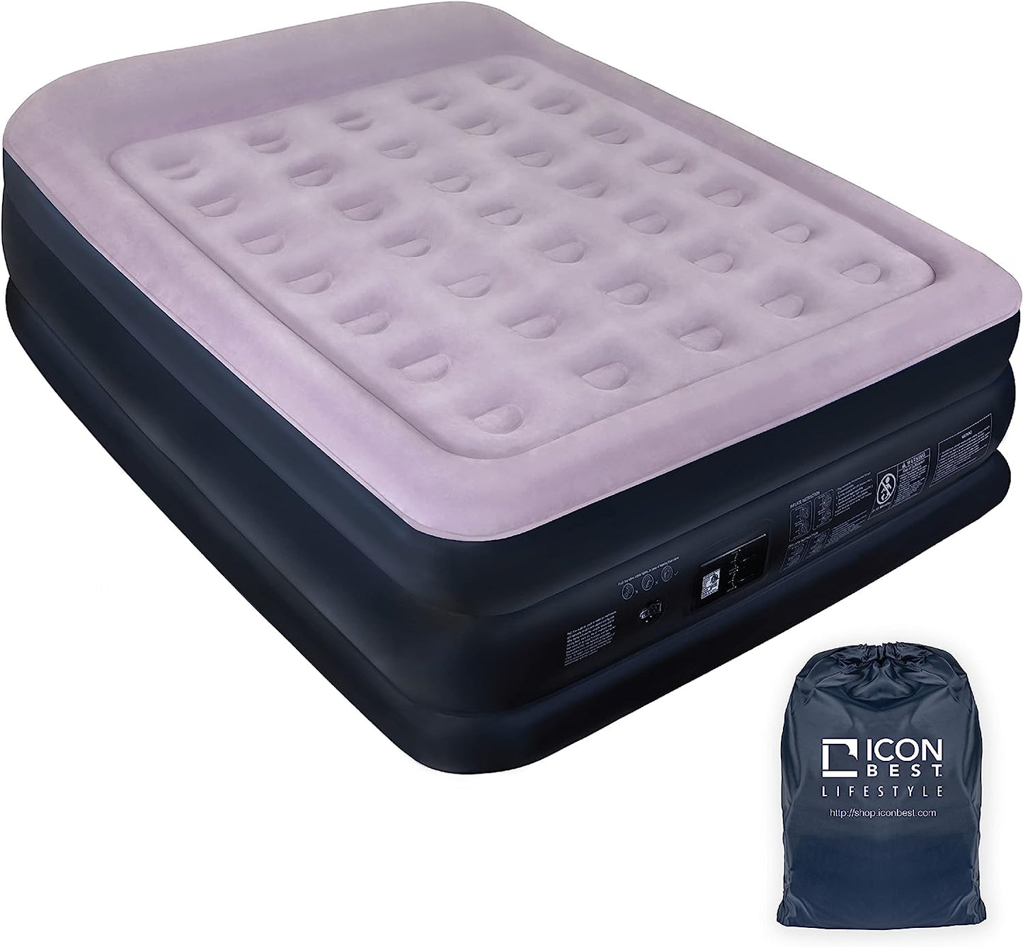 ICON BEST Double High Inflatable Airbed/ Air Mattress with Dual Pump and Pillow,