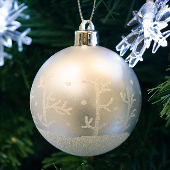 9pcs 60mm Christmas Ball Ornaments – Silver and White