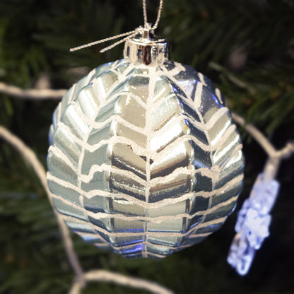 16ct 75mm Winter Silver and Blue Shatterproof Christmas Ornaments