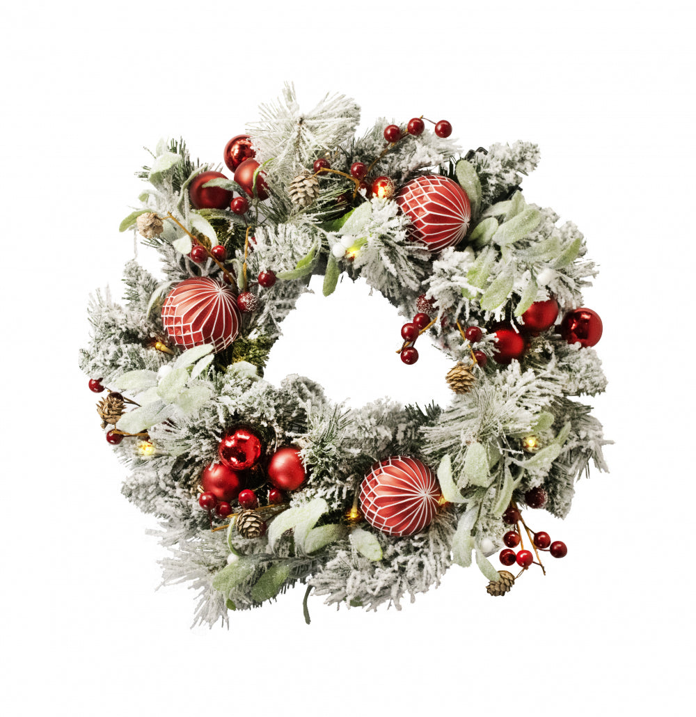 Premium 18inch Pre-Lit Christmas Decorated Wreath with light