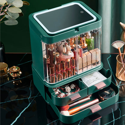 Luxury Makeup & Cosmetics Organizer With LED Mirror Light Filled With Products