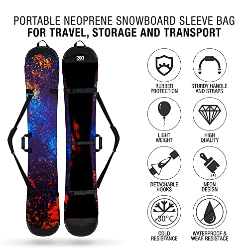 Portable Freestyle Neoprene Snowboard Sleeve, Snowboard Bag for Travel, Storage and Transport