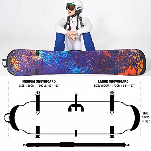 Portable Freestyle Neoprene Snowboard Sleeve, Snowboard Bag for Travel, Storage and Transport