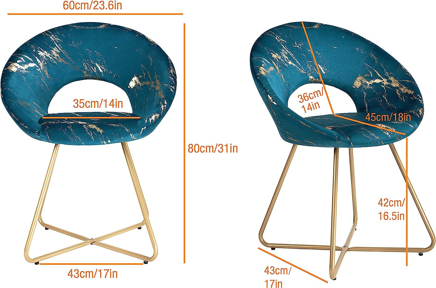 Velvet and Metal Modern Dining Chair