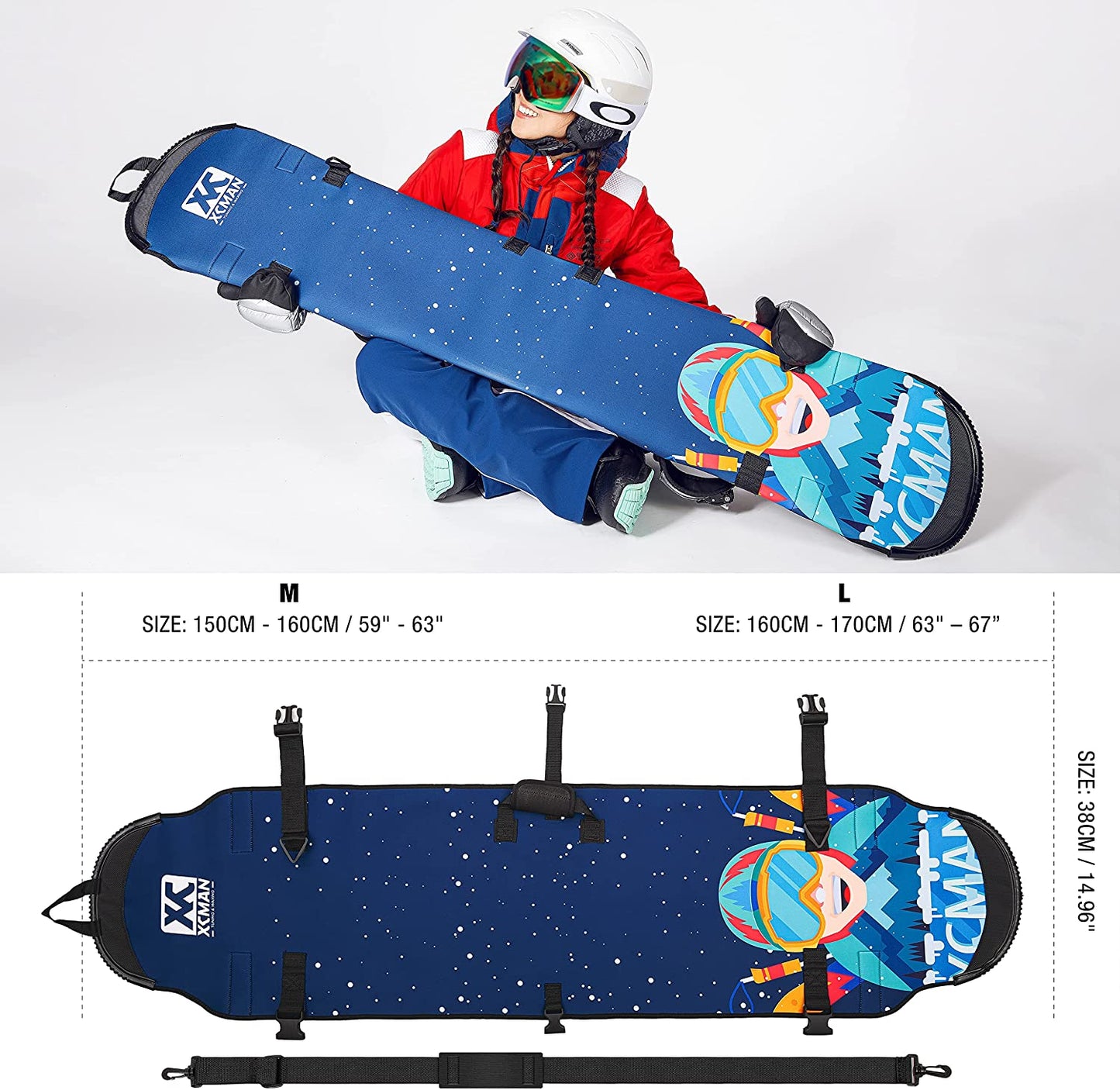 Portable Néoprène Snowboard Snowboard, sac de snowboard pour le voyage, le stockage et le transport