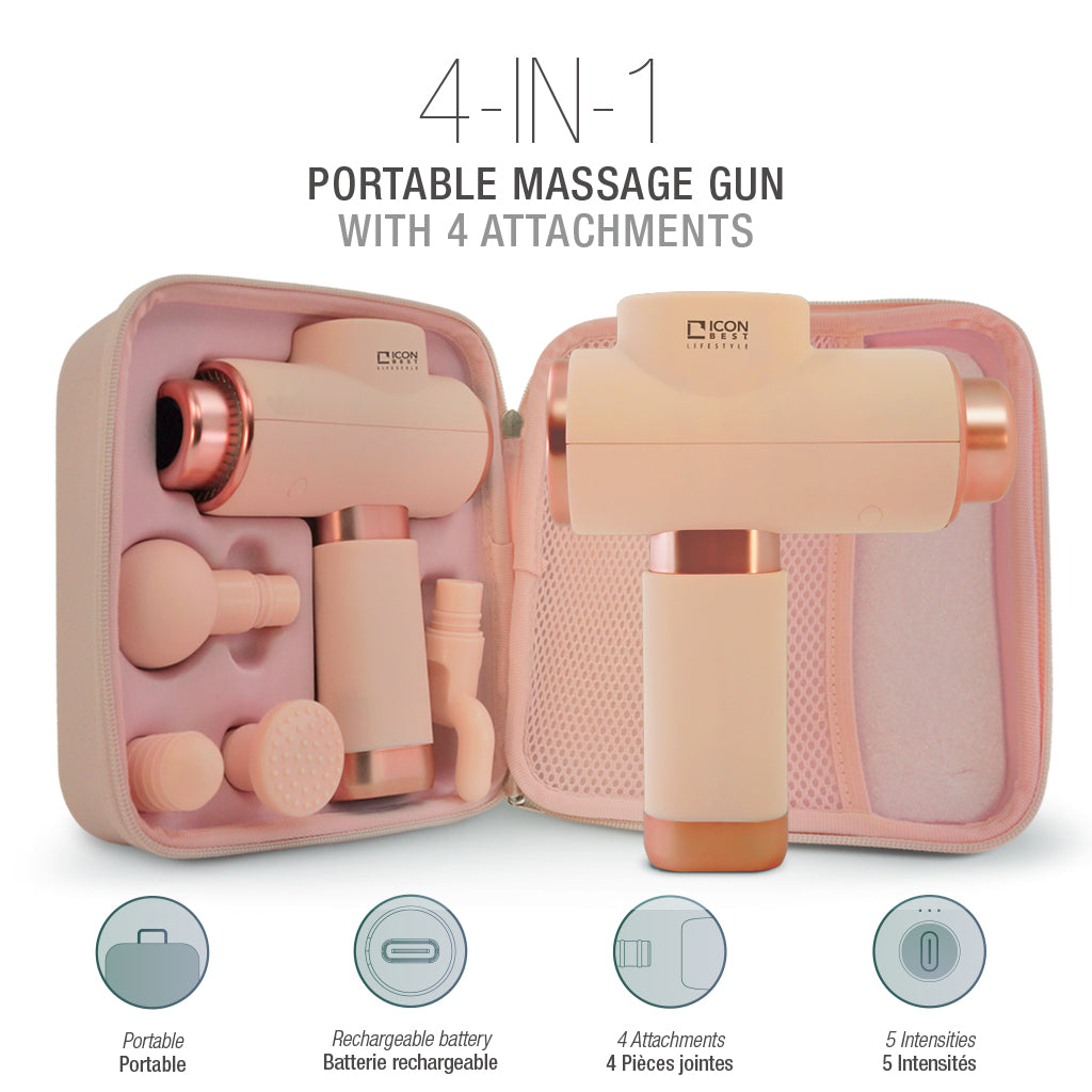 Portable Deep Tissue Massage Gun With 4 Attachments